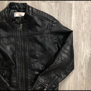 Boys Faux Leather Moto Jacket Size Small